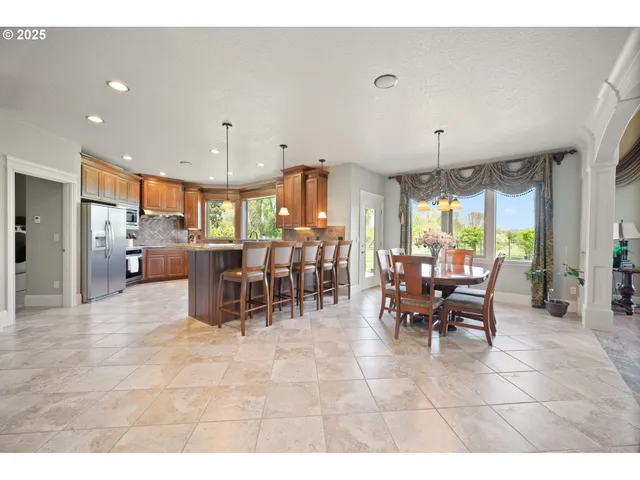 a view of a dining area with furniture