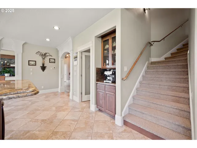 a view interior of a house with wooden floor and stairs