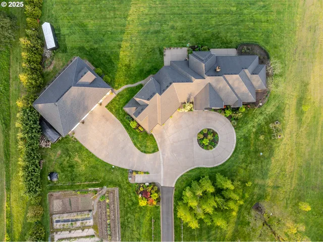 an aerial view of a house