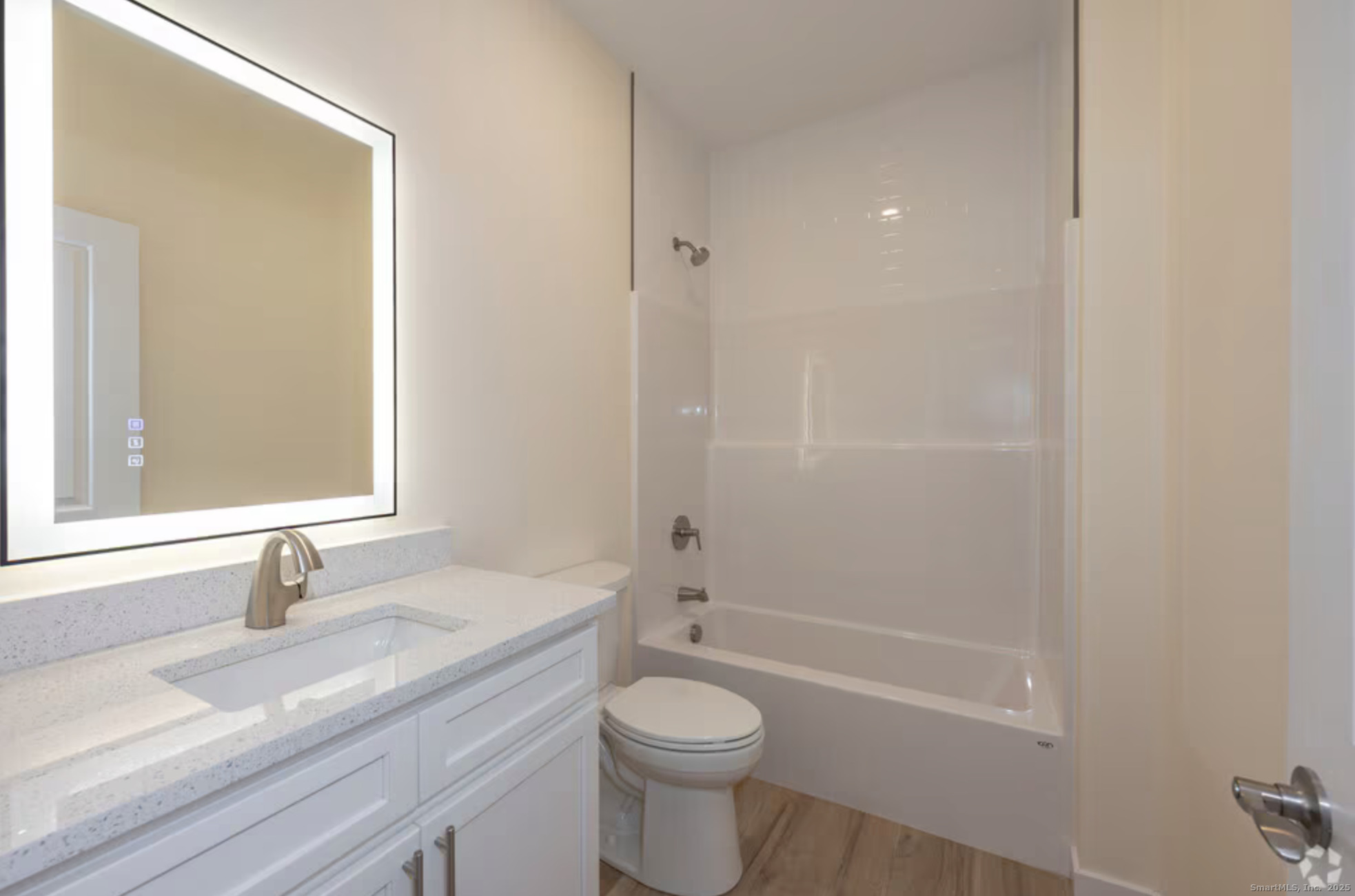 141 Bridge Street, Unit D Middletown, CT 06457 - Photo 4 of 9 a bathroom with a granite countertop sink toilet and shower