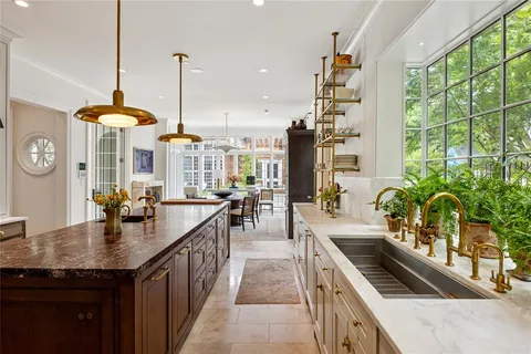 a kitchen with lots of counter top space