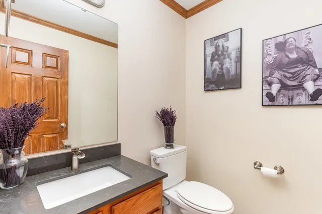 a bathroom with a toilet a sink and mirror