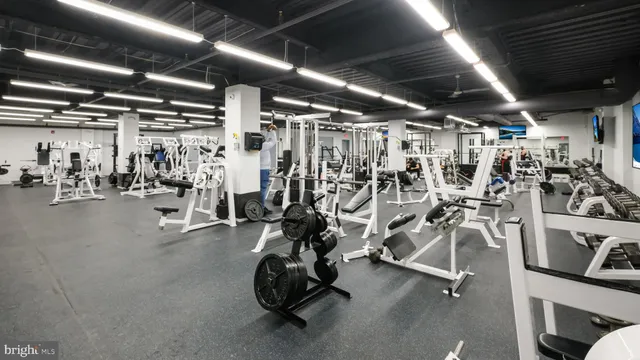 a view of a room with gym equipment