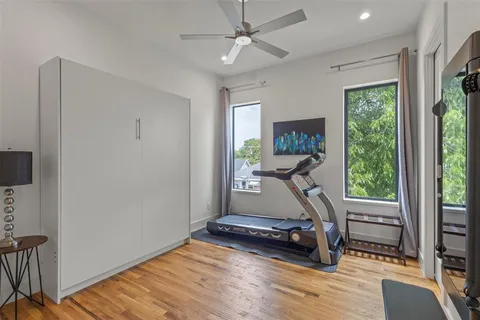 a view of a room with gym equipment