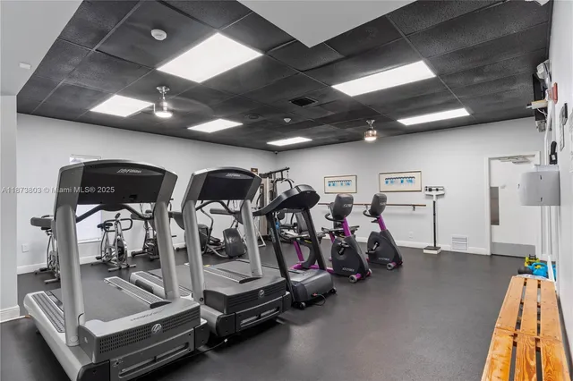 a view of a room with gym equipment