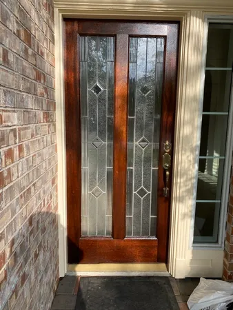 a view of a bathroom with a glass door