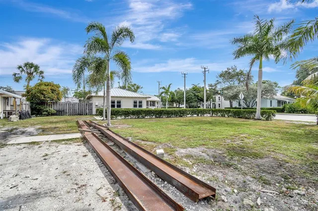 a view of a backyard with a garden