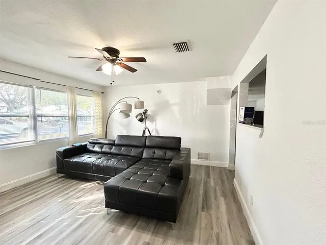 a living room with furniture