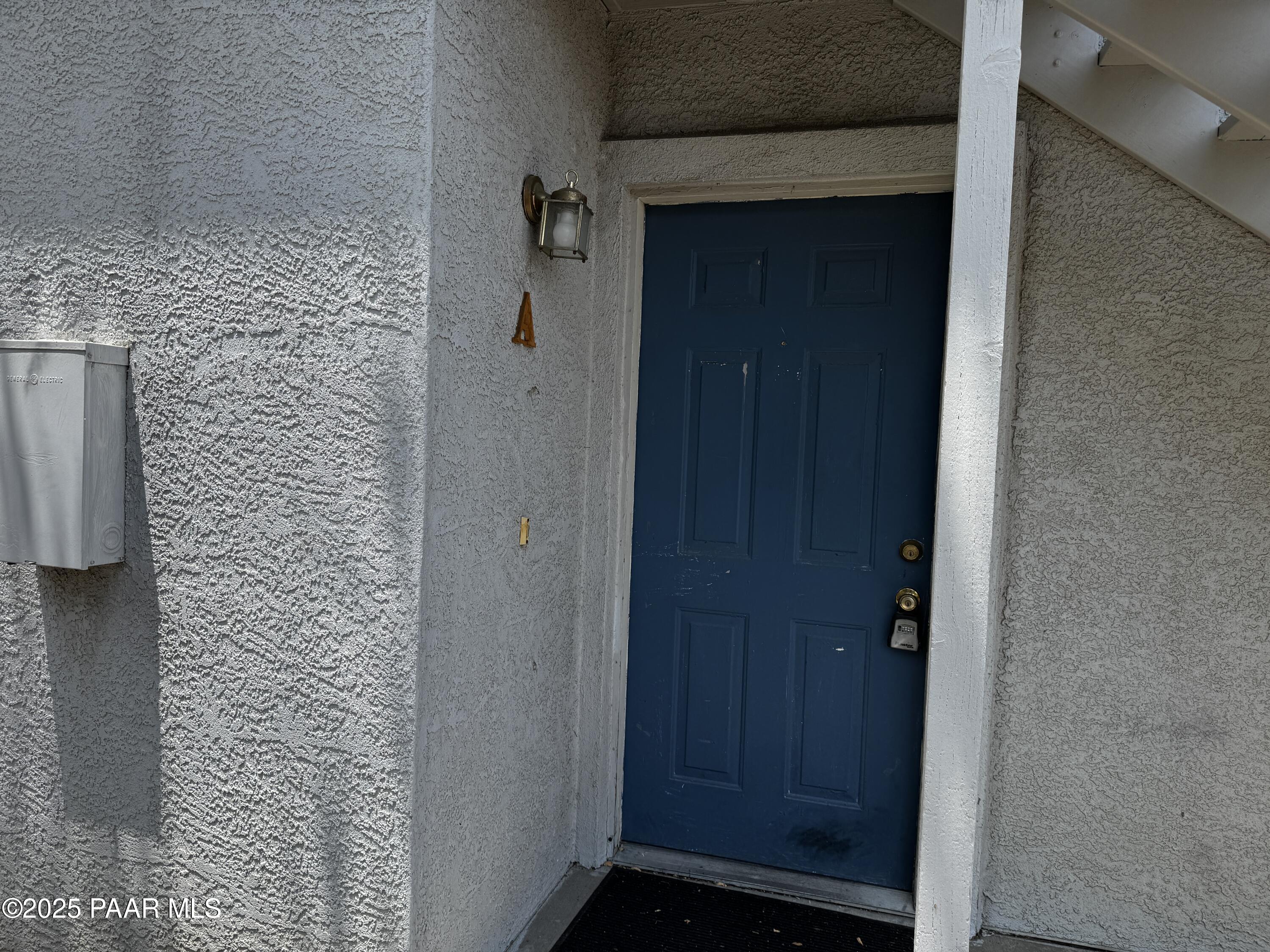 a bathroom with a door