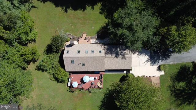 an aerial view of a house