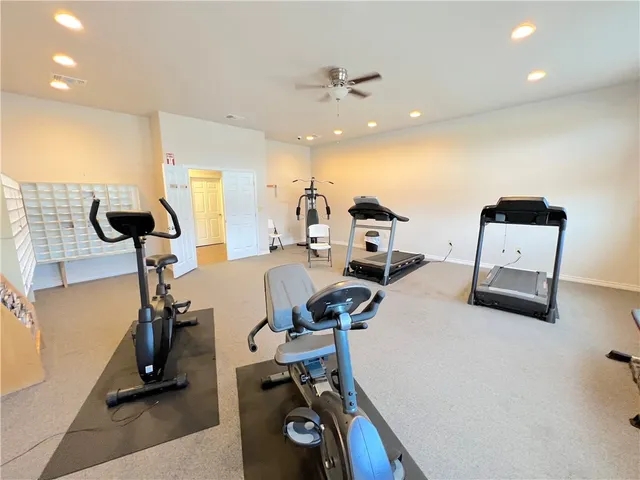 a view of a room with gym equipment