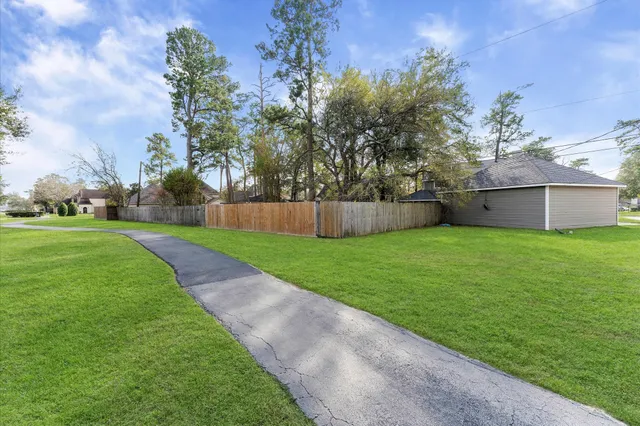 a view of a backyard with a garden