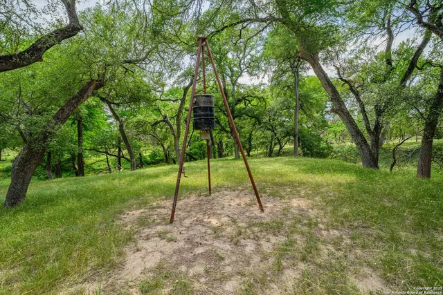 a view of a swimming pool with a yard