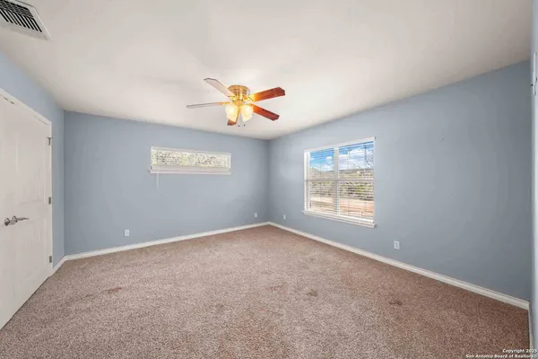 a area with cabinets