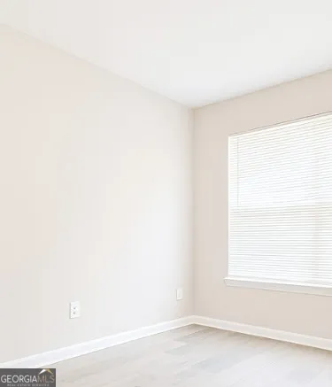 a view of a small space with a window