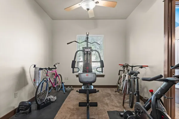 a view of a room with gym equipment