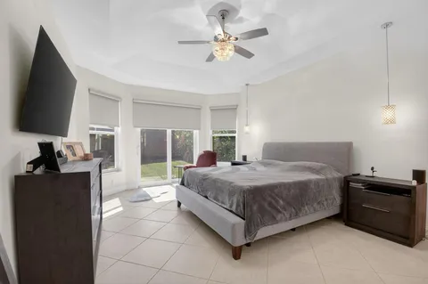 a bed room with a bed and a television