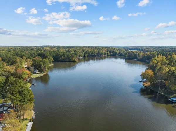 a view of a lake with houses
