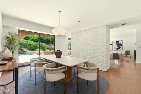 a view of a dining room and livingroom view