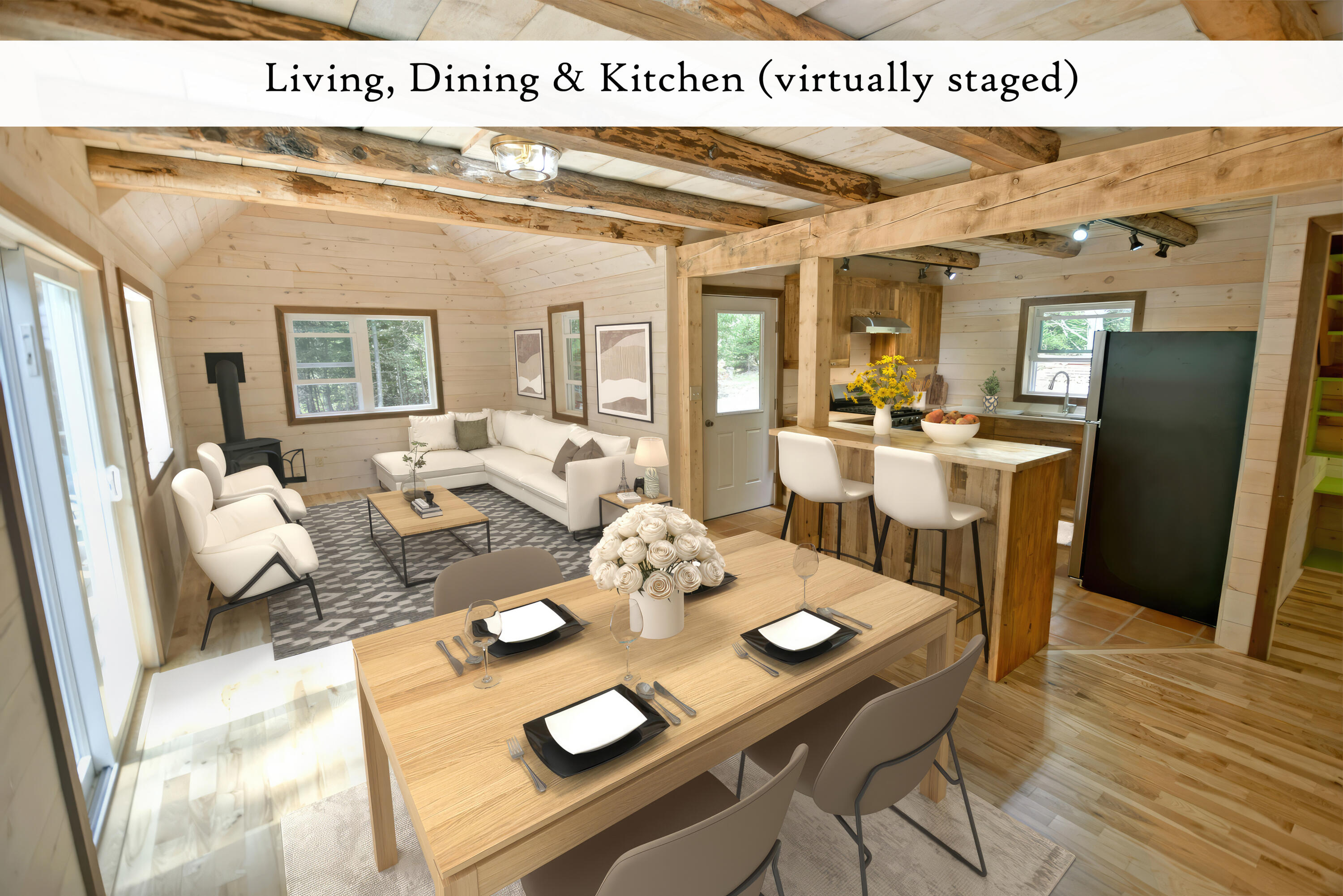 95 Moons Ledges Road Hancock, ME 04640 - Photo 41 of 88 Living & Dining Rooms (2) virtually stag