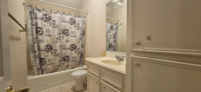 a bathroom with a sink a toilet and shower curtain