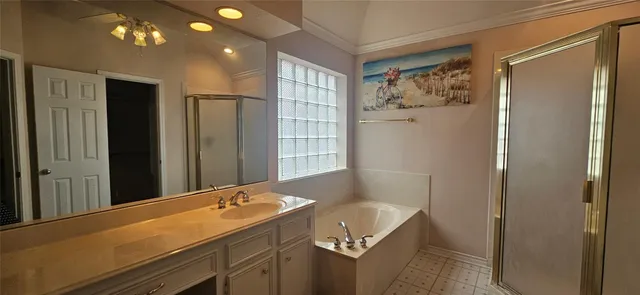 a bathroom with a sink vanity and a mirror