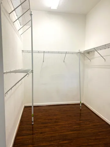 a view of an empty walk in closet