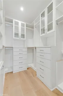a view of an empty walk in closet