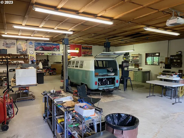 a storage room with lots of furniture and clutter