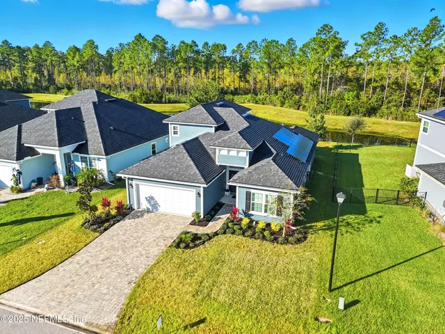 an aerial view of a house