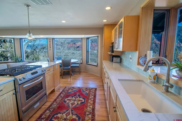 a view of a sky with a mountain in the background