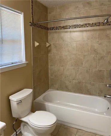 a bathroom with a toilet and a bathtub