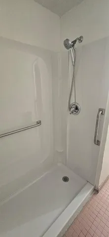 a bathroom with a bathtub