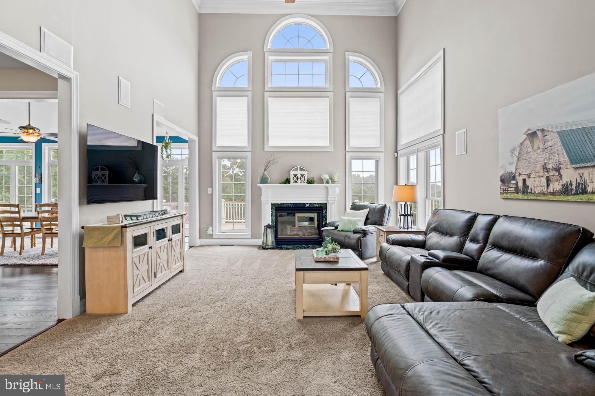 9163 Old Waterloo Road Warrenton, VA 20186 - Photo 17 of 73 a living room with furniture a flat screen tv and a fireplace