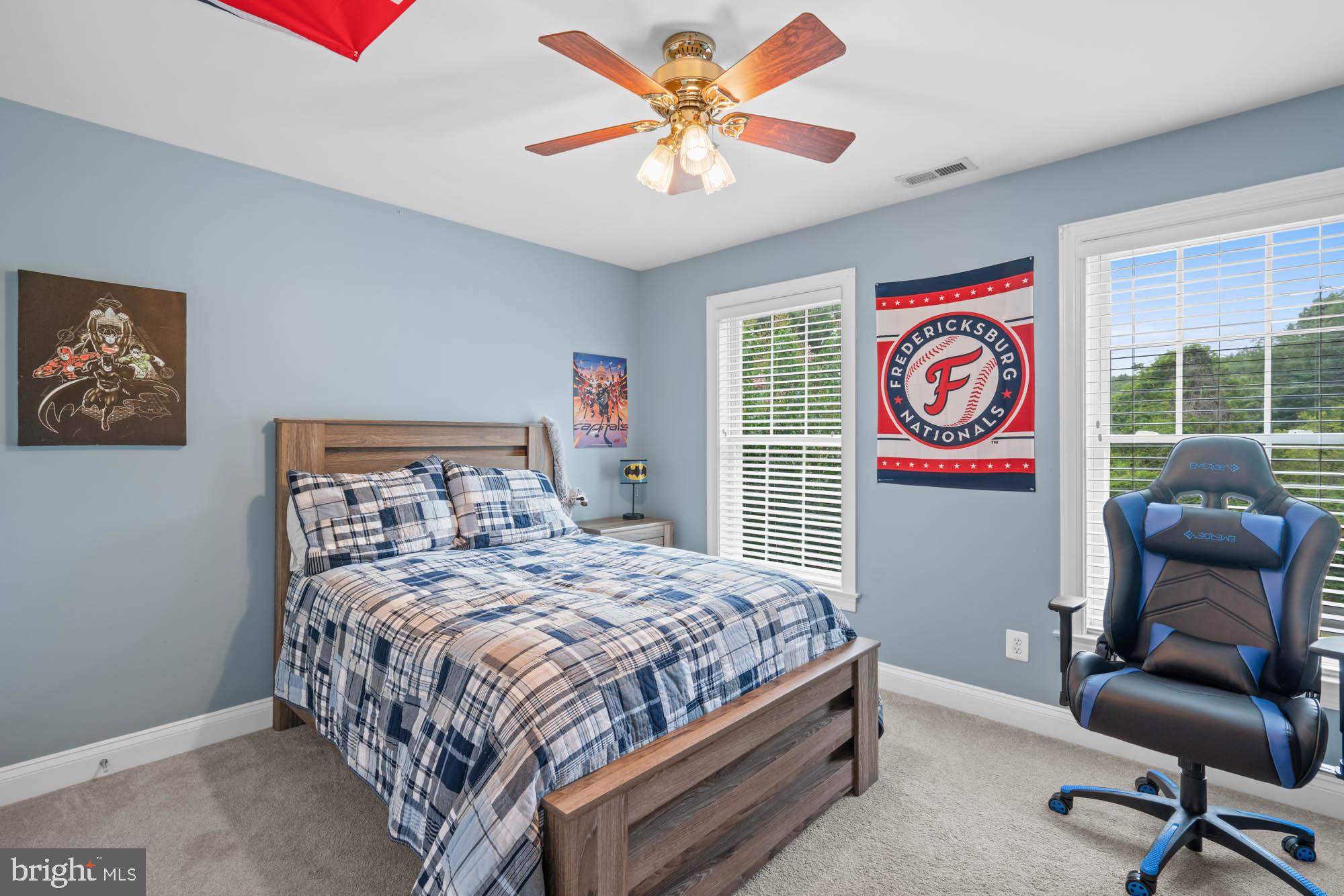9163 Old Waterloo Road Warrenton, VA 20186 - Photo 26 of 73 a bedroom with a bed and a chandelier