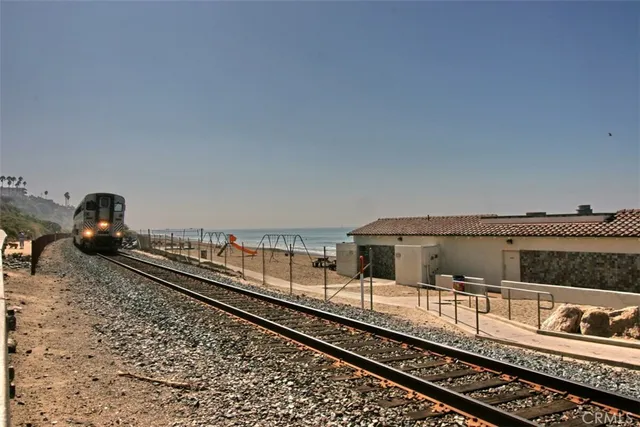 a close up of a train track