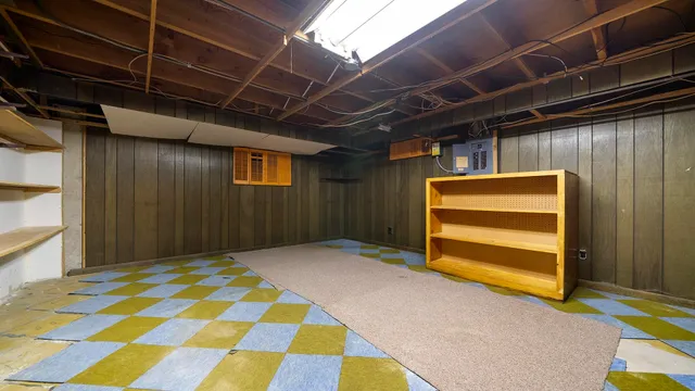 a utility room with cabinets