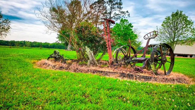 a view of a park with a slide