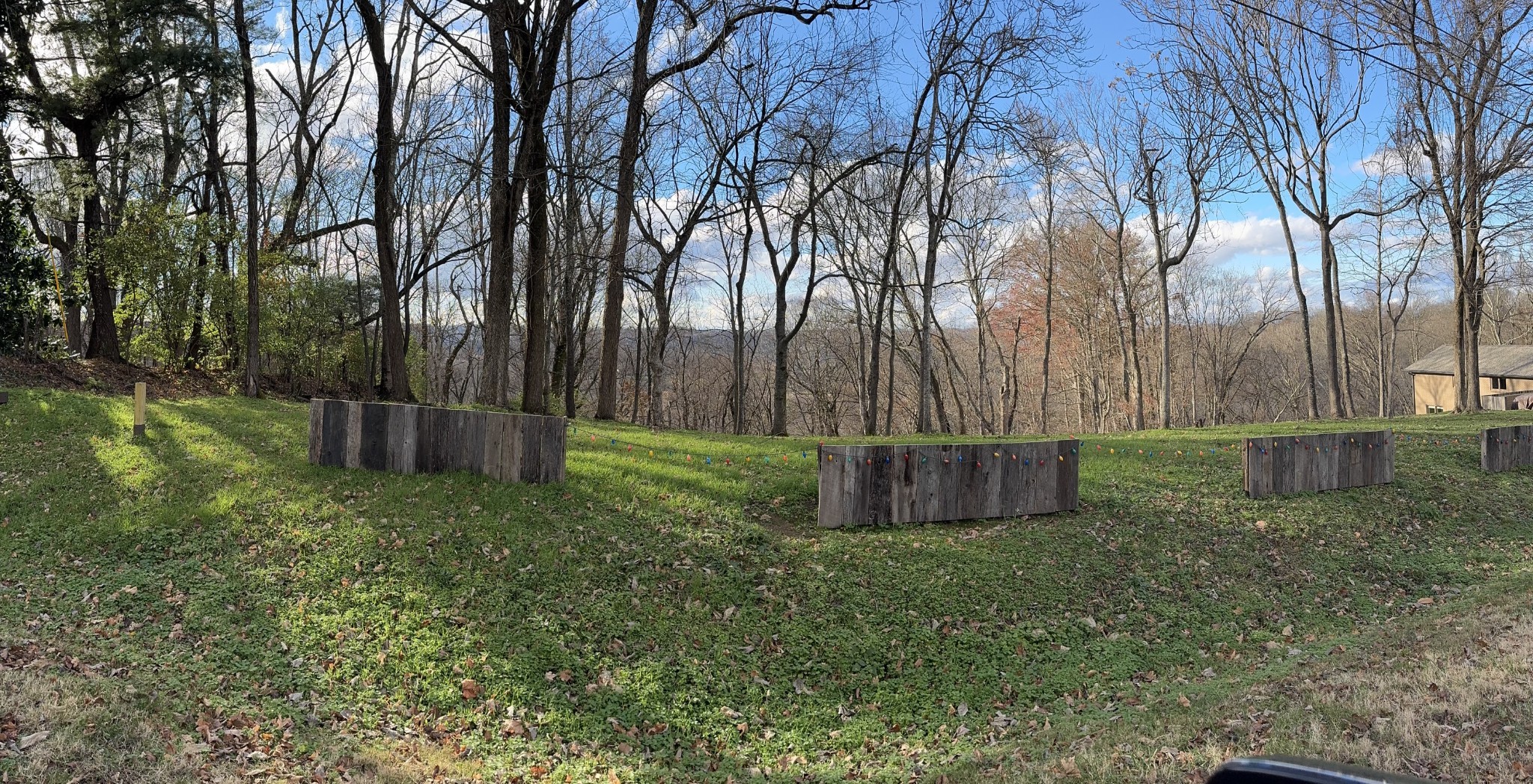 a view of a backyard