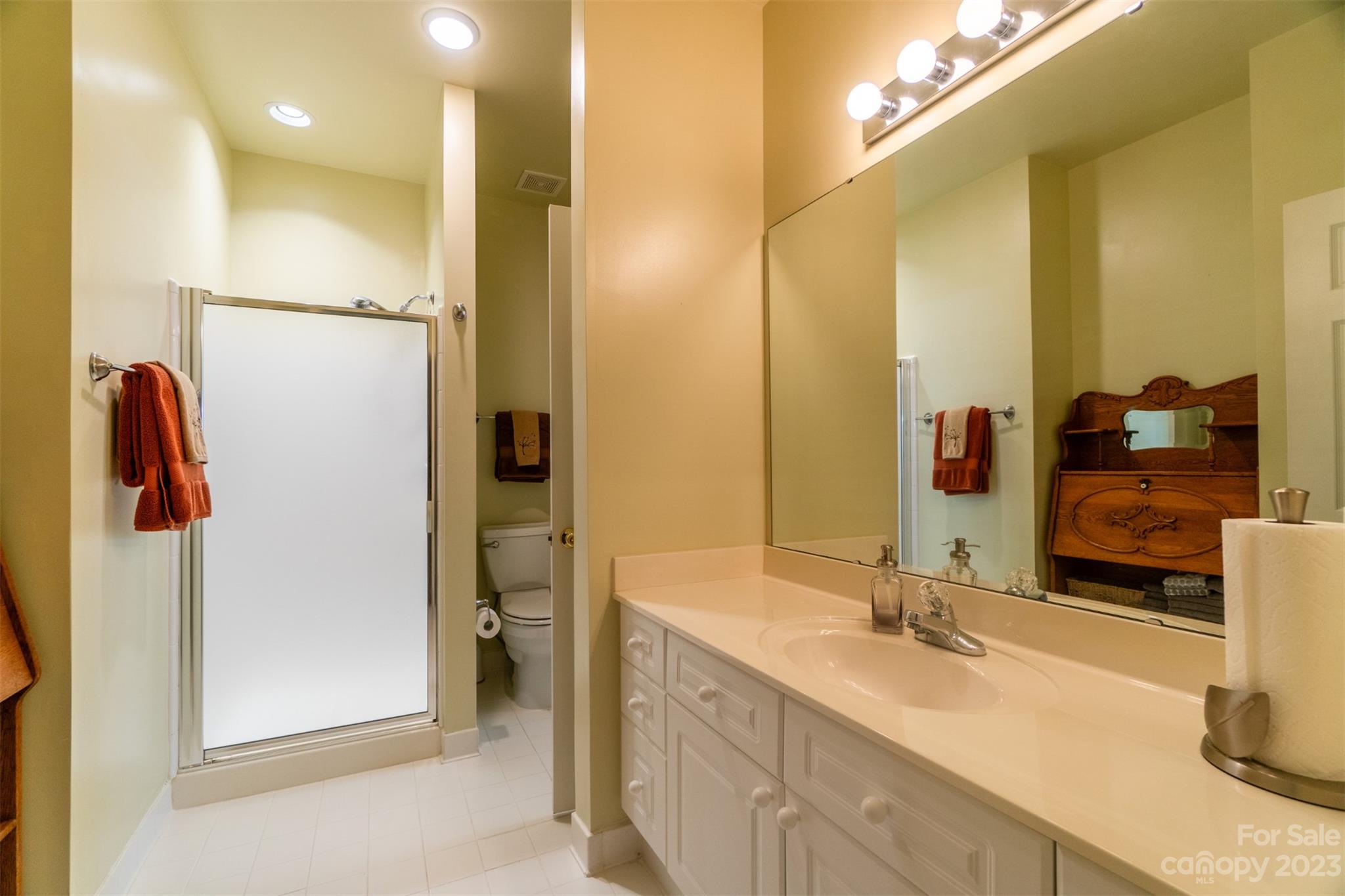 737 Peninsula Drive Davidson, NC 28036 - Photo 26 of 34 a bathroom with a granite countertop sink and a mirror