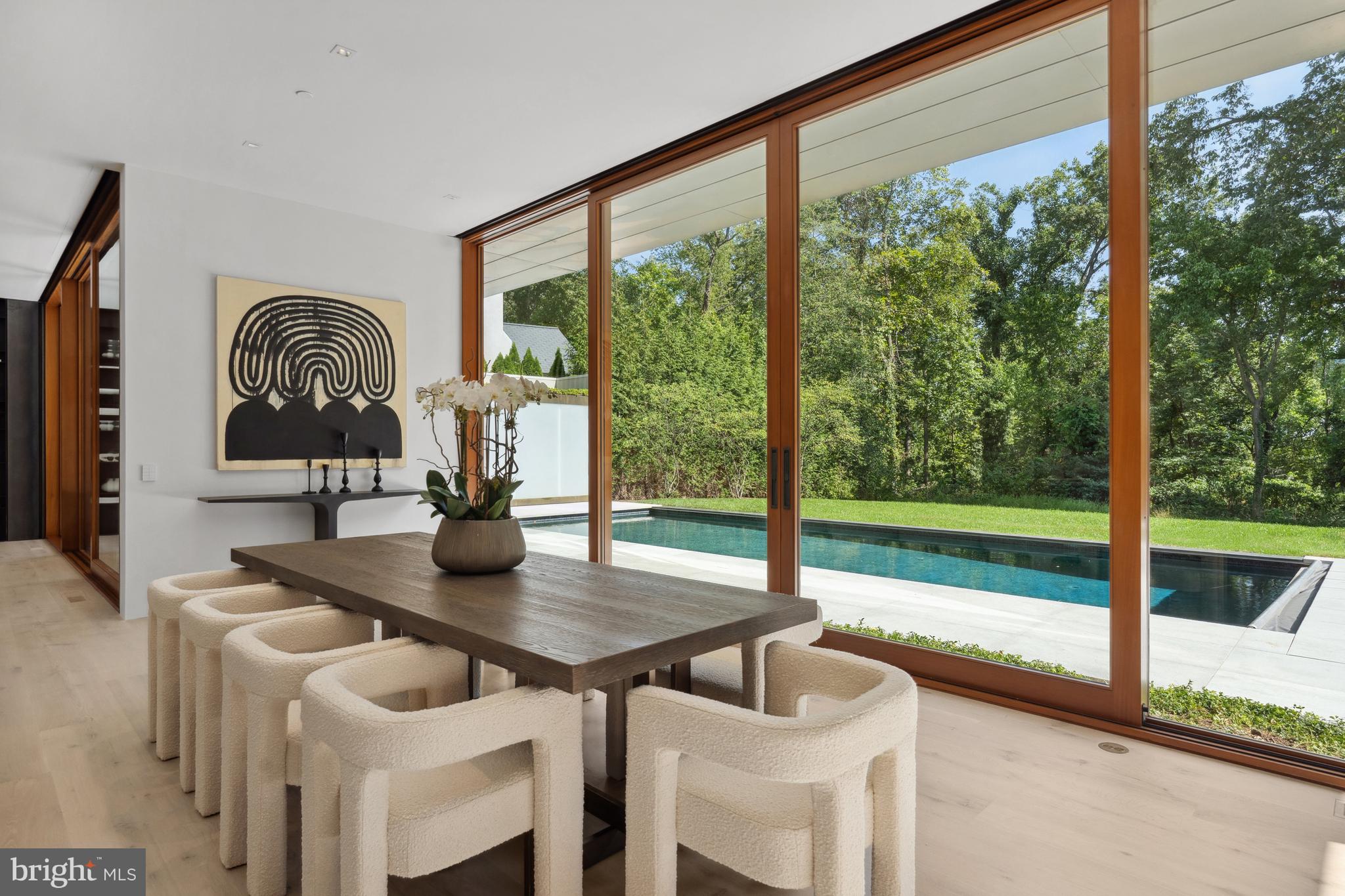 3131 Chain Bridge Road Northwest Washington, DC 20016 - Photo 17 of 54 a view of a dining room with furniture wooden floor and windows