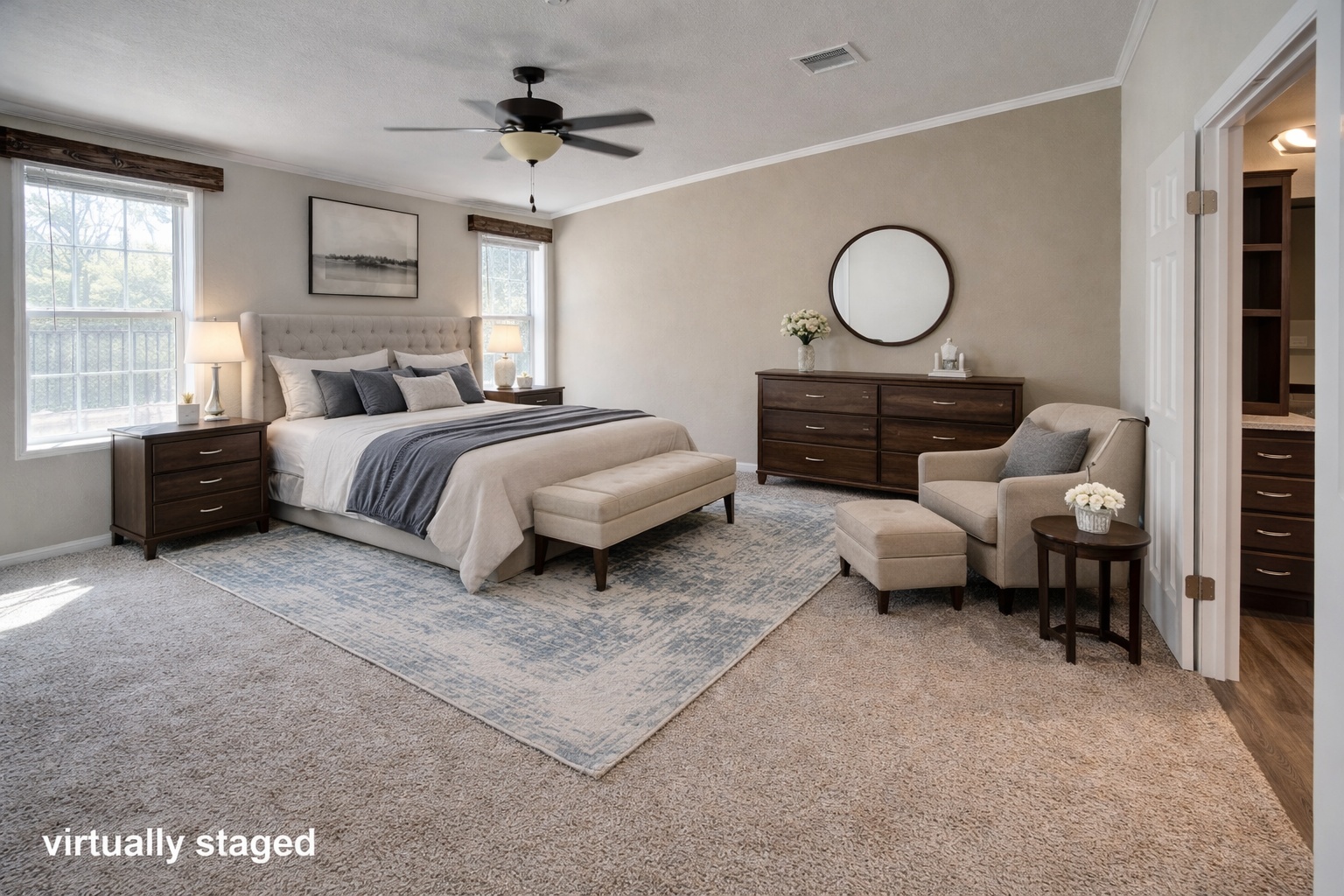 1024 Sand Hills Road Red Rock, TX 78662 - Photo 20 of 37 This room features light-colored walls, carpeted flooring, and a ceiling fan