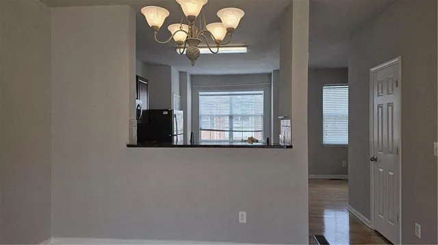 a view of a livingroom with a window