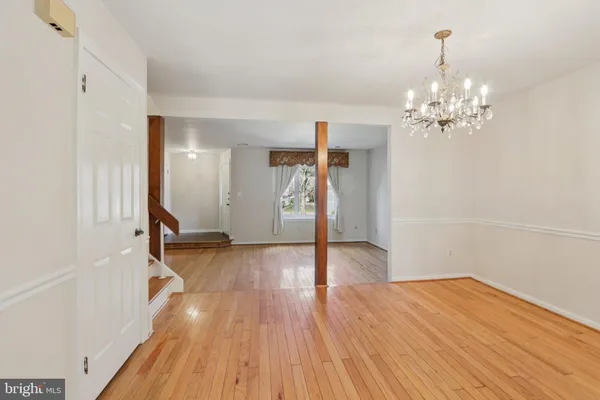 a view of a livingroom with wooden floor