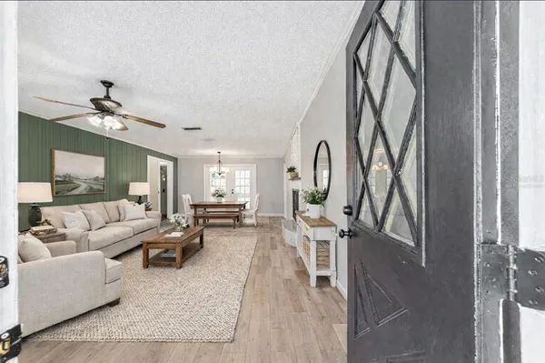 a living room with furniture