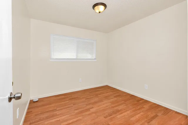 an empty room with a workbench