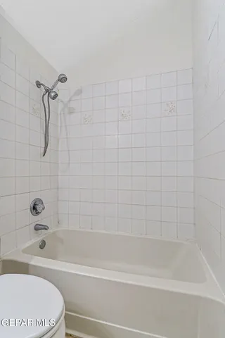 a bathroom with a shower and a bath tub