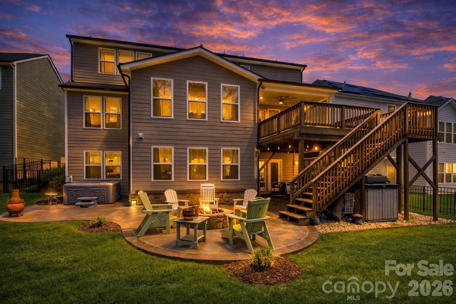 a front view of a house with entertaining space
