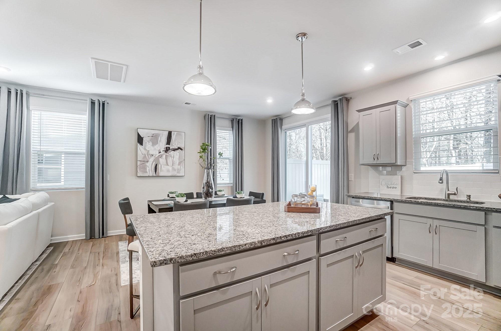 311 Laura Elizabeth Lane Clover, SC 29710 - Photo 9 of 39 a kitchen with granite countertop a sink and dishwasher with wooden floor