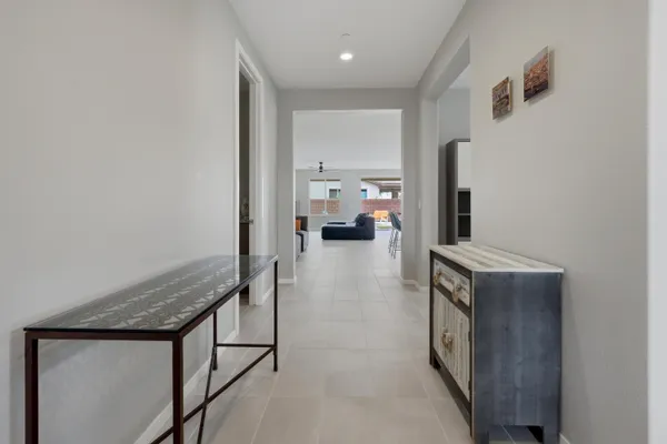 a view of hallway with livingroom